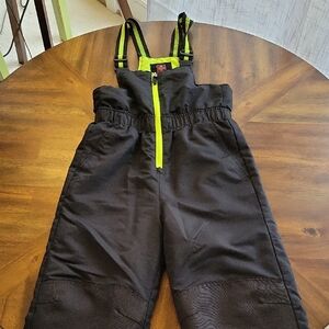 Swiss Tech Black and Neon Yellow Kids Snowpants/Overalls M(8)